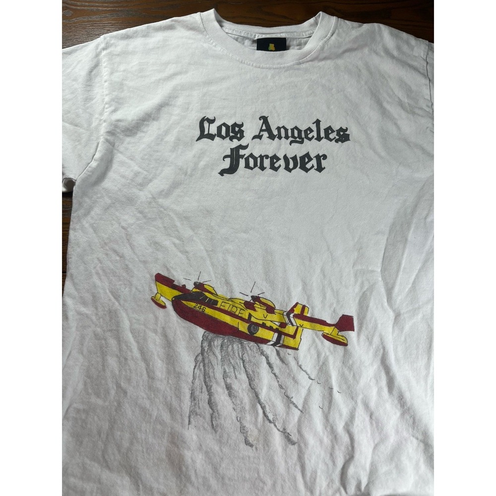 Teddy Fresh Hila Klein Los Angeles Forever Size Medium Tee White Graphic Fire